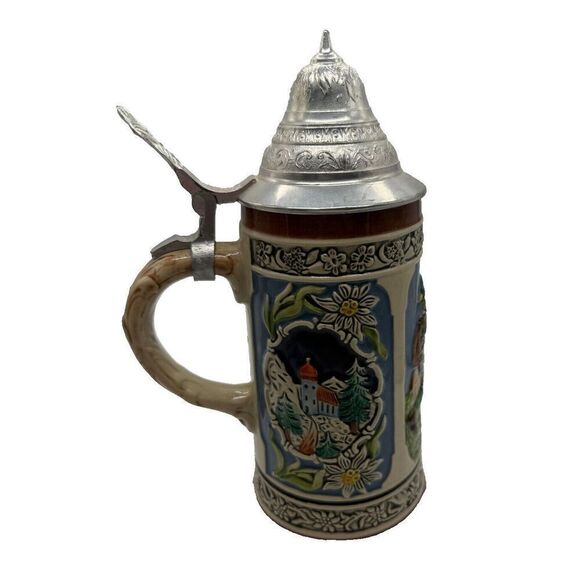 Vintage Handarbeit Staffel Stoneware Lidded‎ Beer STEIN West Germany - Picture 3 of 8